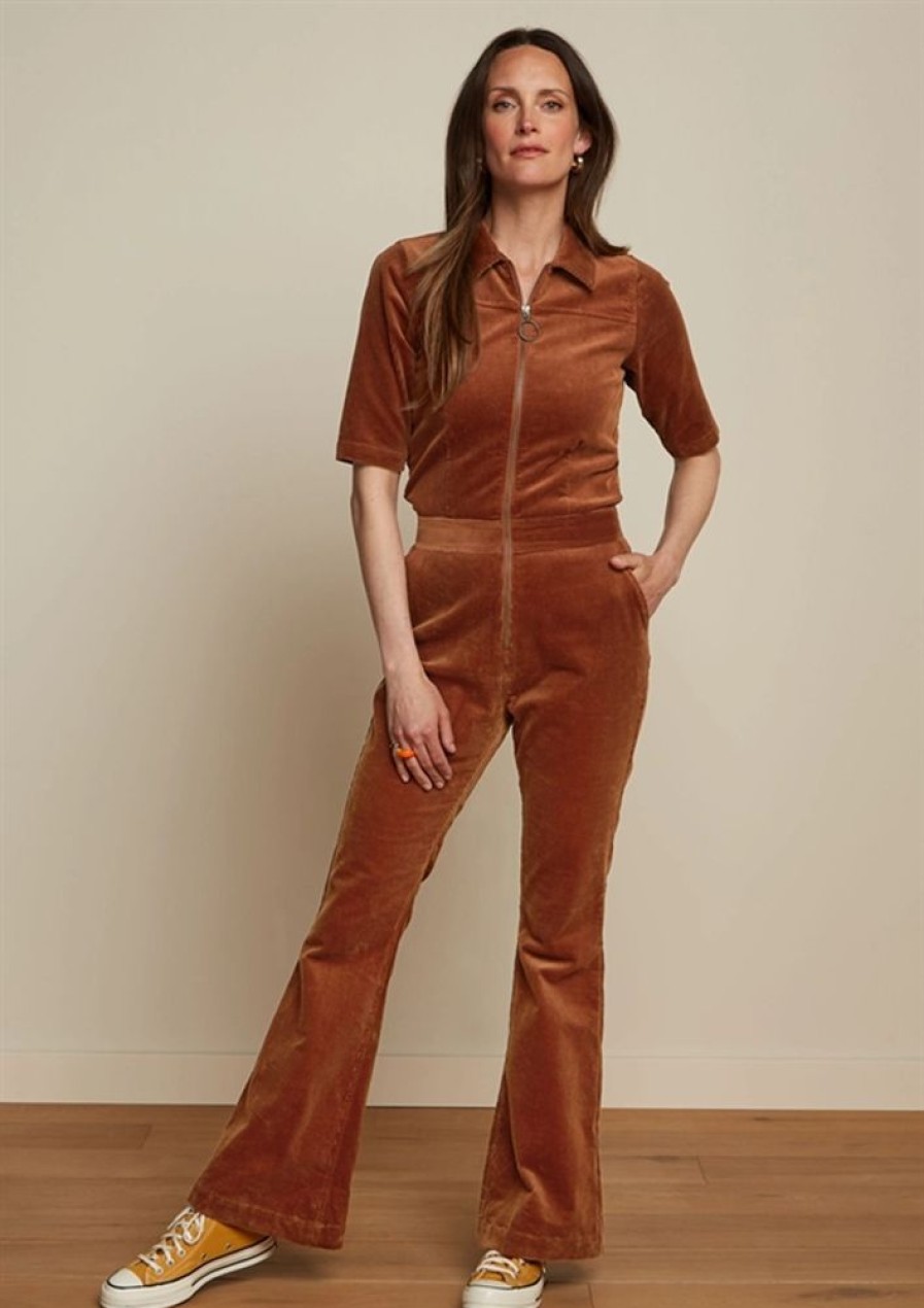 Bukser, Jeans & Leggings King Louie | King Louie Buksedragt Garbo Flare Jumpsuit Corduroy Bombay Brown