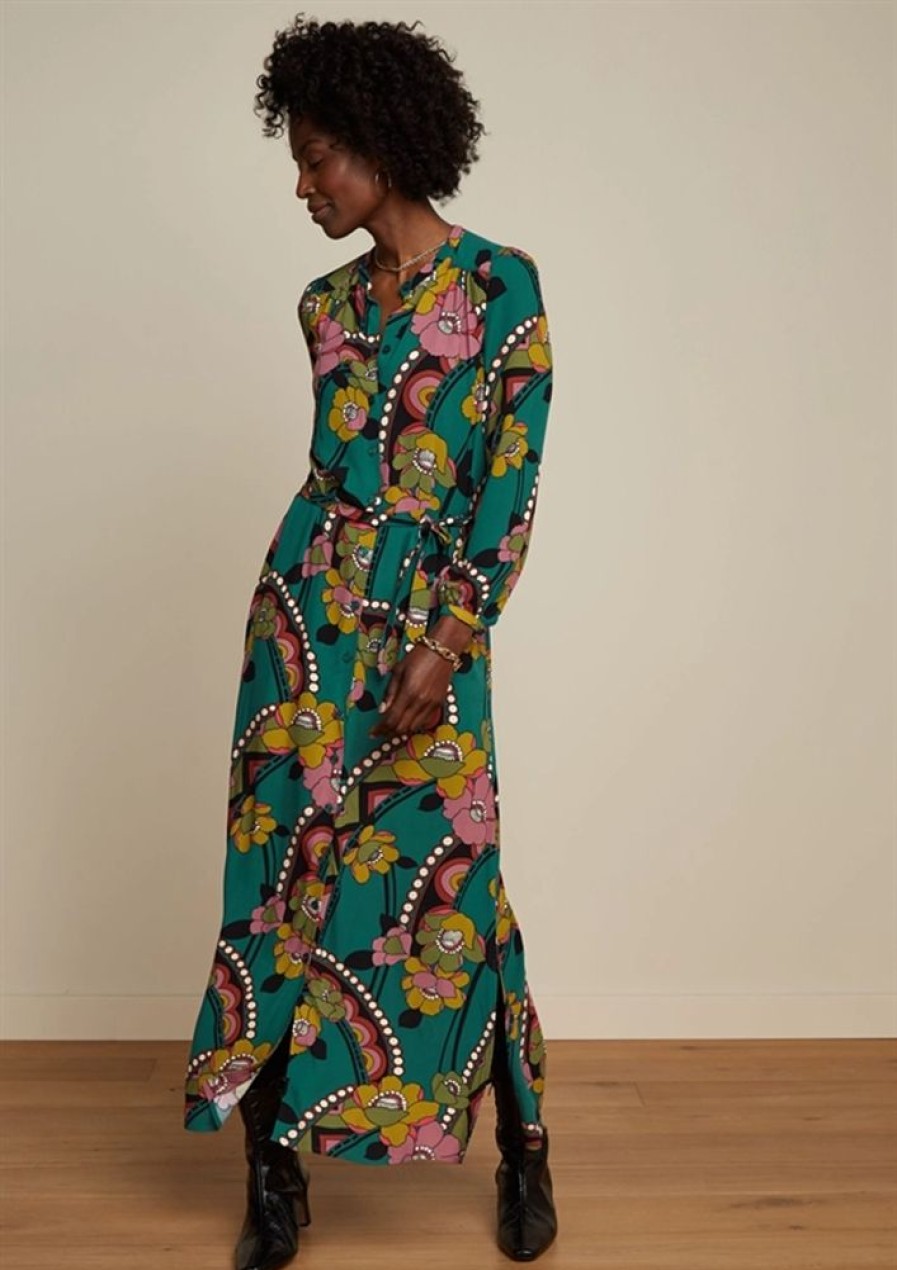 Kjoler King Louie | King Louie Kjole Stella Maxi Dress Lovechild Antique Green