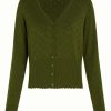 Cardigans & Strik King Louie | King Louie Cardigan Cardi V Heart Ajour Bci Olive Green