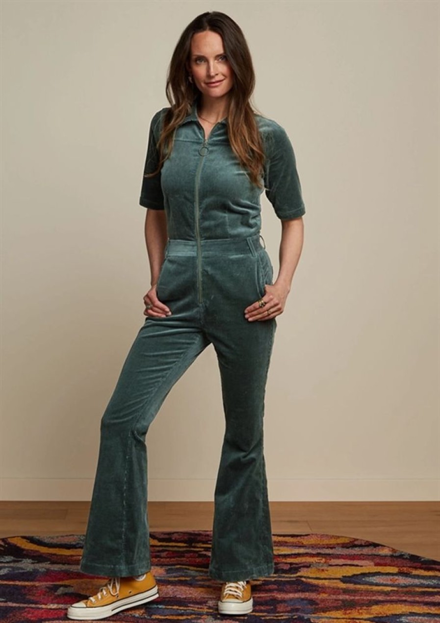 Baeredygtighed King Louie | King Louie Buksedragt Garbo Flare Jumpsuit Corduroy Sycamore Green