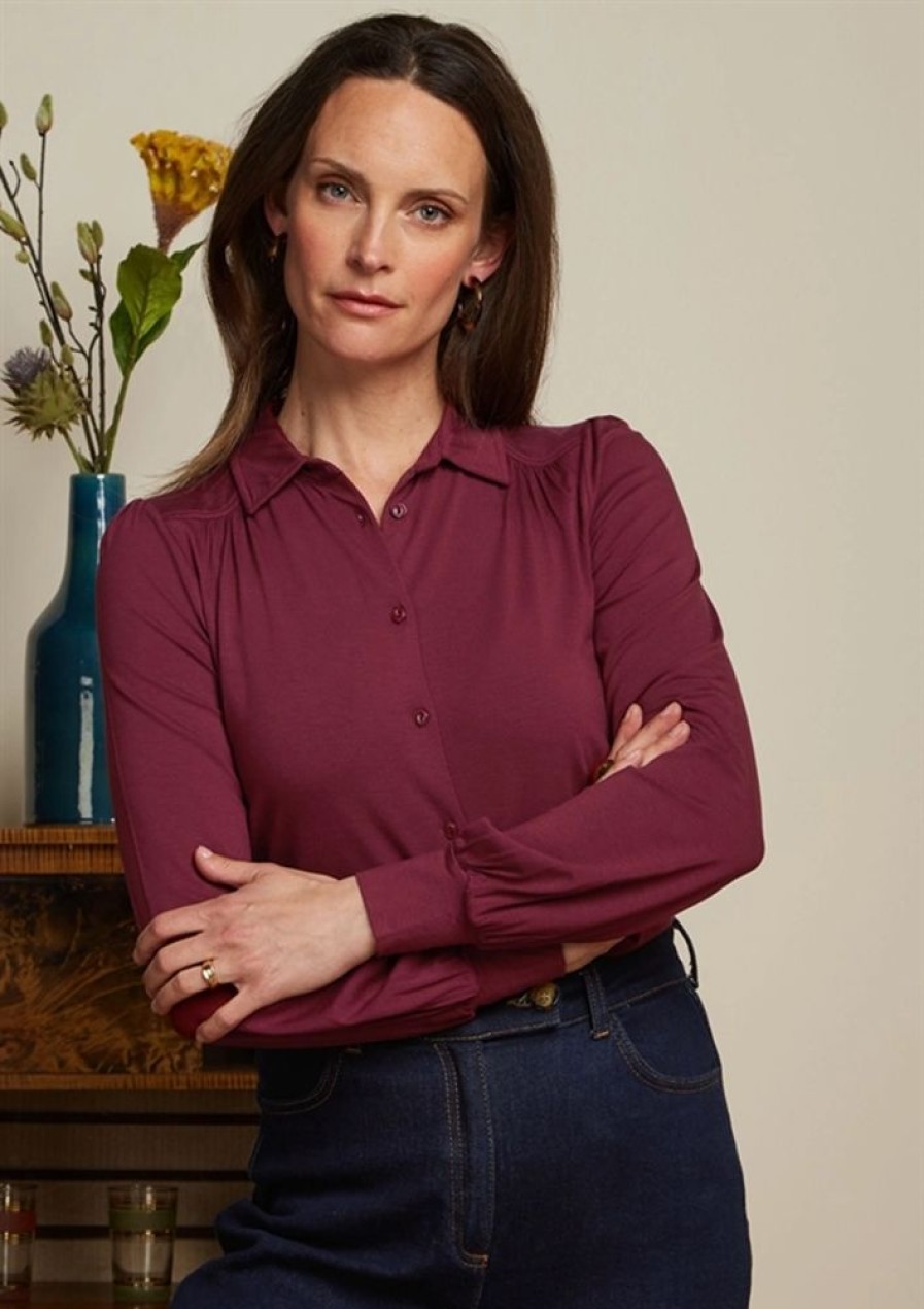 Bluser & Skjorter King Louie | King Louie Bluse Carina Blouse Ecovero Light Carbernet Red