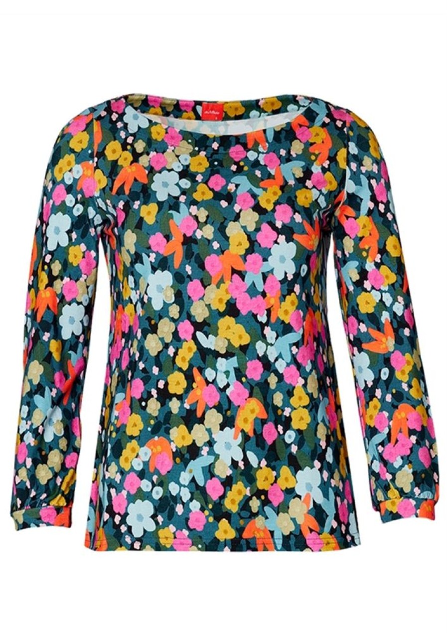 Bluser & Skjorter du Milde | Du Milde Bluse Floating Petrolflowers Dualberta