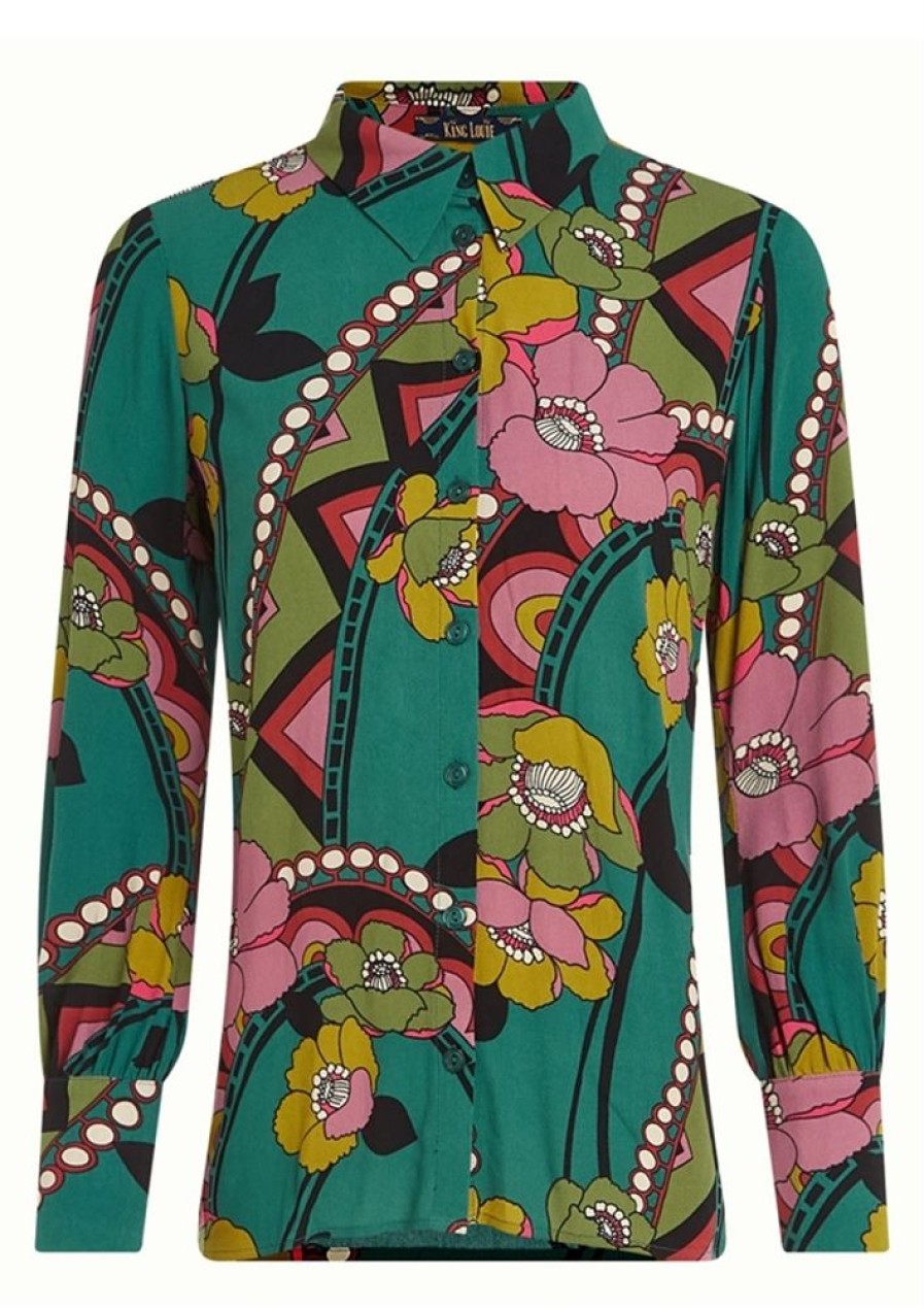 Bluser & Skjorter King Louie | King Louie Bluse Winona Blouse Lovechild Antique Green