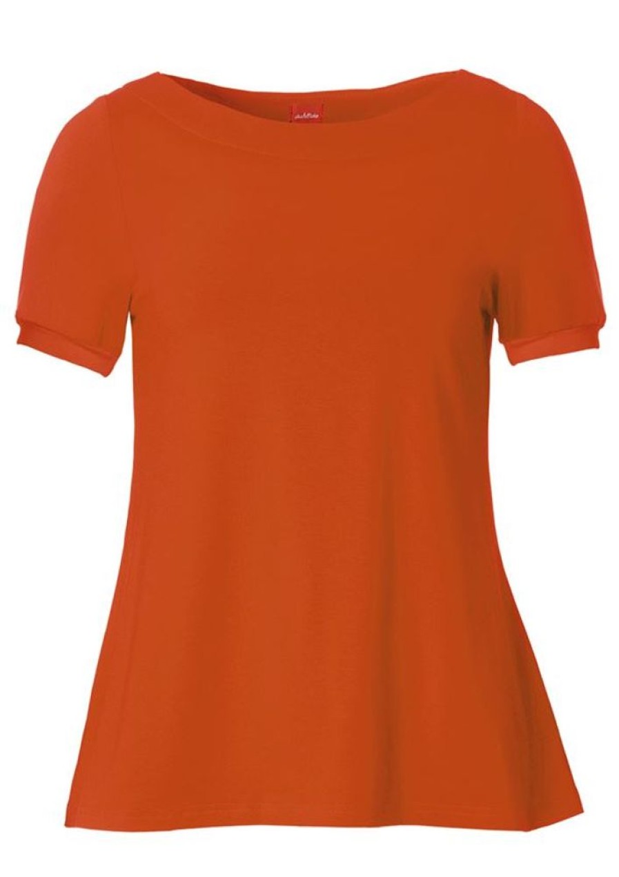 Toppe & T-Shirts du Milde | Du Milde T-Shirt Alberta Basic Short Sleeve Burned Orange