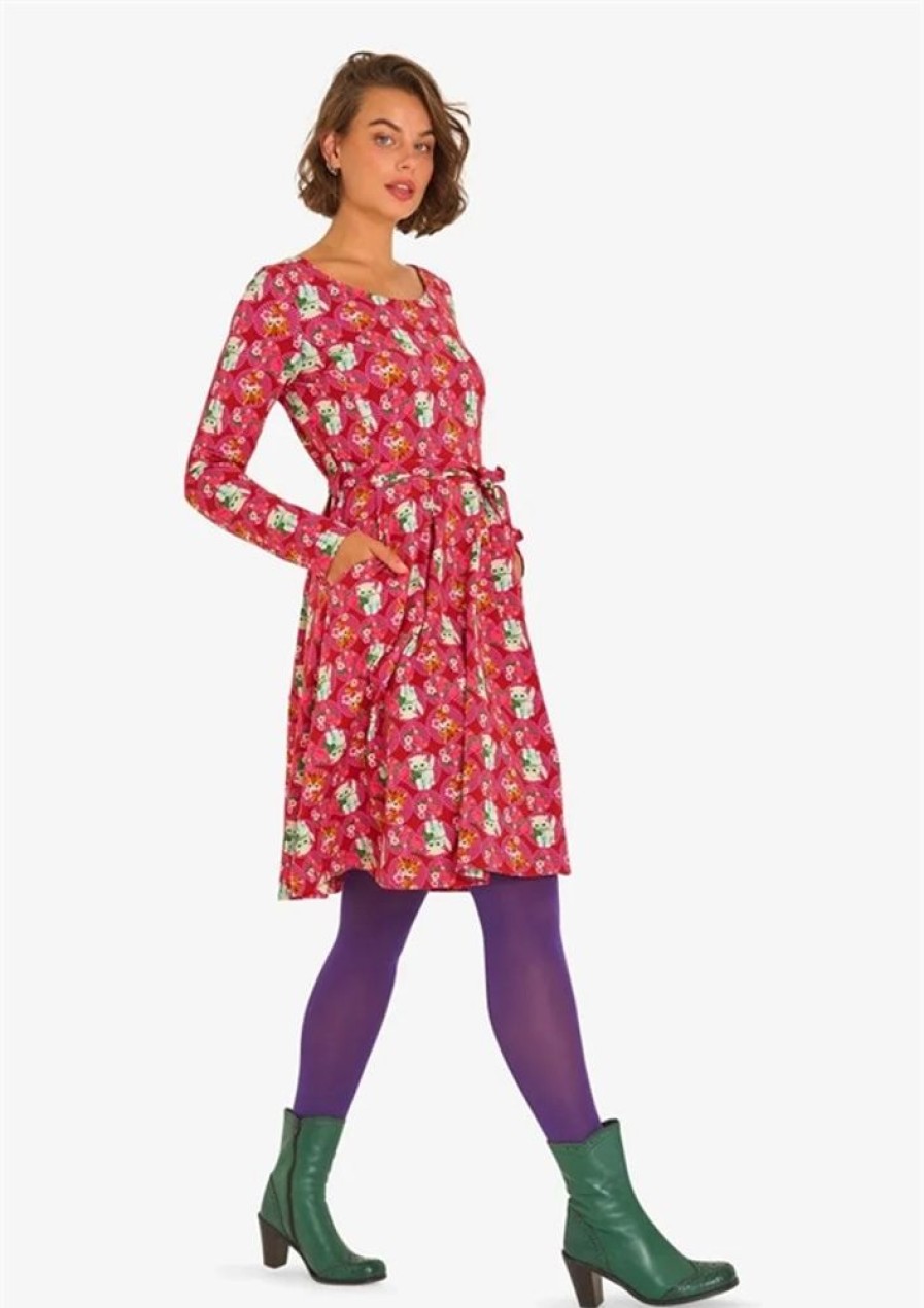 Baeredygtighed Tante Betsy | Tante Betsy Kjole Dress Frenchy Kitty Cat Red