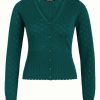 Cardigans & Strik King Louie | King Louie Cardigan Cardi V Heart Ajour Bci Dragonfly Green